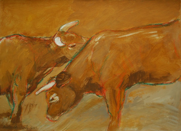 Didier Christophe, Vaches tendres, 56x75 cm, 2001.